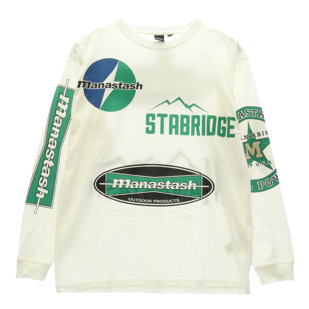 スタブリッジ MANASTASH マナスタッシュ × MANASTASH Archive Logo L/S T マナスタッシュ アーカイブ ロングスリーブ 長袖 Tシャツ ホワイト系 L【新古品】【未使用】【中古】