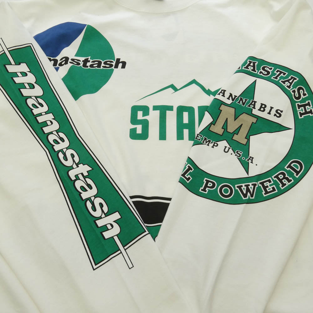 スタブリッジ MANASTASH マナスタッシュ × MANASTASH Archive Logo L/S T マナスタッシュ アーカイブ ロングスリーブ 長袖 Tシャツ ホワイト系 L【新古品】【未使用】【中古】