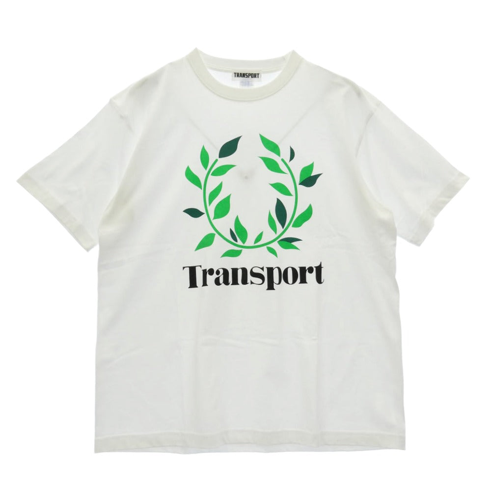 TRANSPORT トランスポート 月桂樹 ロゴ プリント 半袖 Tシャツ ホワイト系 XL【極上美品】【中古】