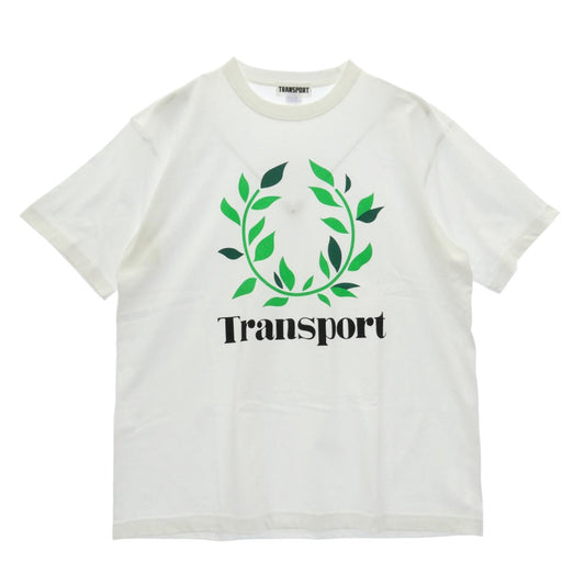 TRANSPORT トランスポート 月桂樹 ロゴ プリント 半袖 Tシャツ ホワイト系 XL【極上美品】【中古】