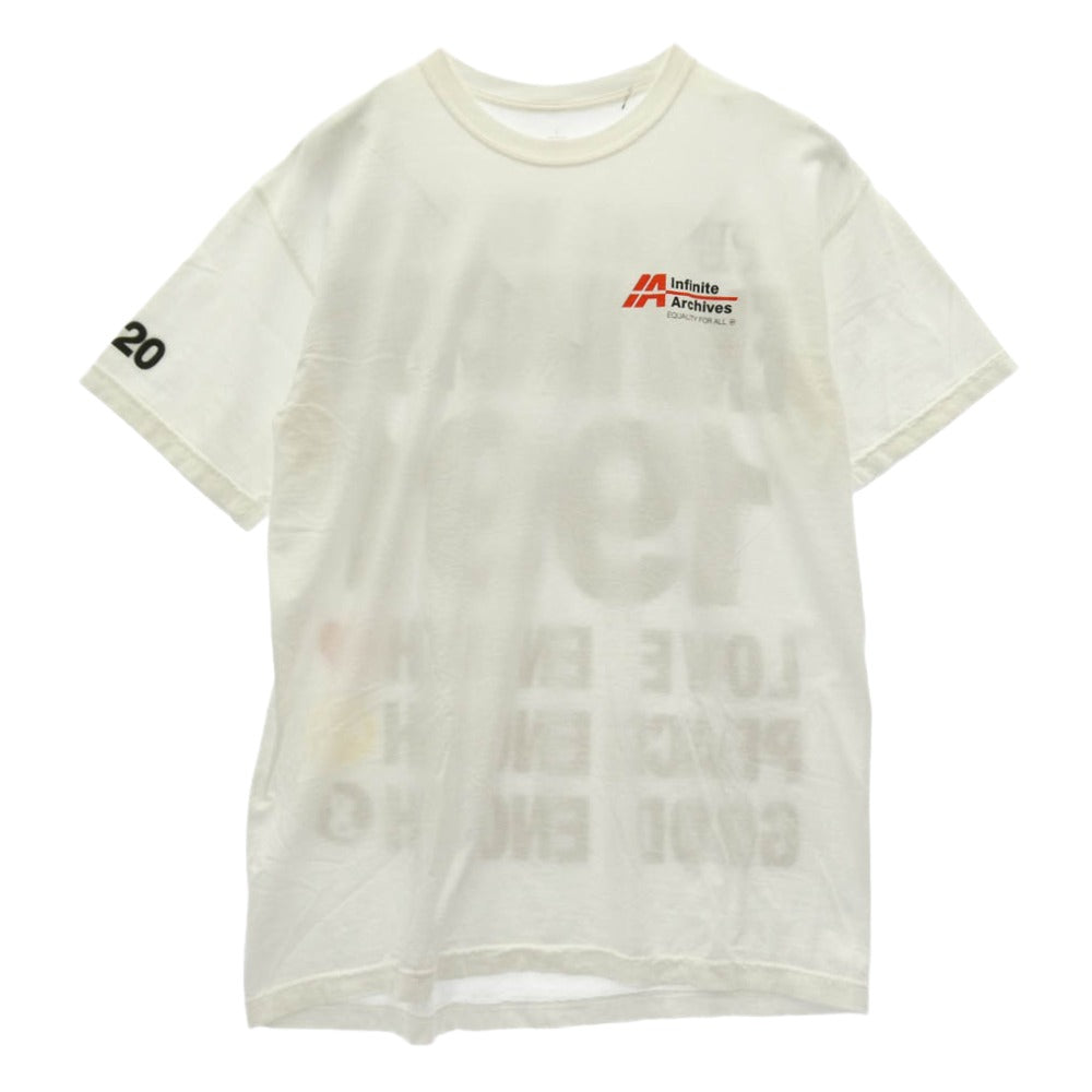 インフィニティ アーカイブ GOODENOUGH グッドイナフ FRAGMENT DESIGN フラグメントデザイン × GOODENOUGH × FRAGMENT DESIGN END RACISM TEE グッドイナフ フラグメント デザイン ロゴ プリント 半袖 Tシャツ ホワイト系 L【極上美品】【中古】