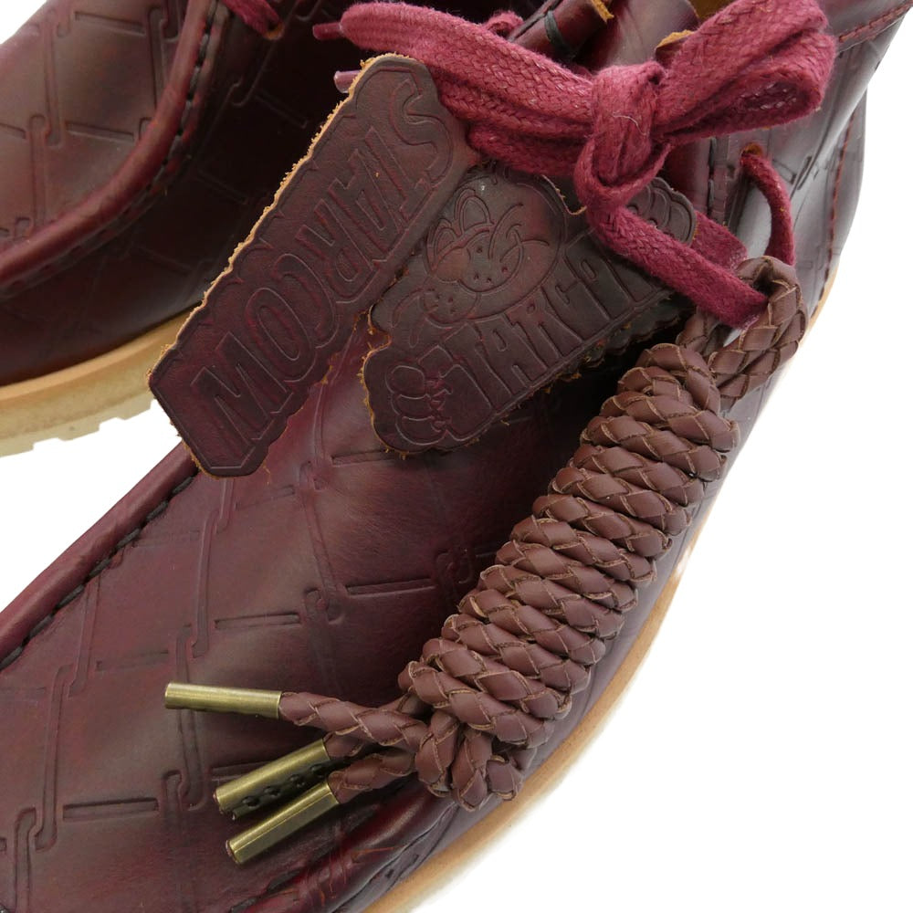 Clarks クラークス 26186060 × STARCOW Wallabee Scout Burgundy スターコウ ワラビー スカウト バーガンディ 型押しレザー ミドルカット ブーツ ワインレッド系 US9 1/2【新古品】【未使用】【中古】