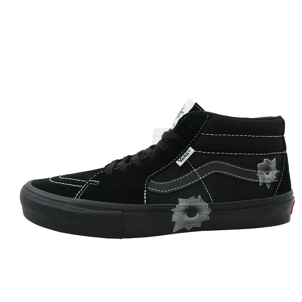 Supreme シュプリーム VANS バンズ 25SS 630129-001 × Vans × Nate Lowman 日本限定 Skate Grosso Mid Bullet Hole Black Japan Exclusive ネイトロウマン バンズ スケートグロッソ ミッド バレットホール ブラック ミドルカット スニーカー ブラック系 28.5cm【新古品】【未使用】【中古】