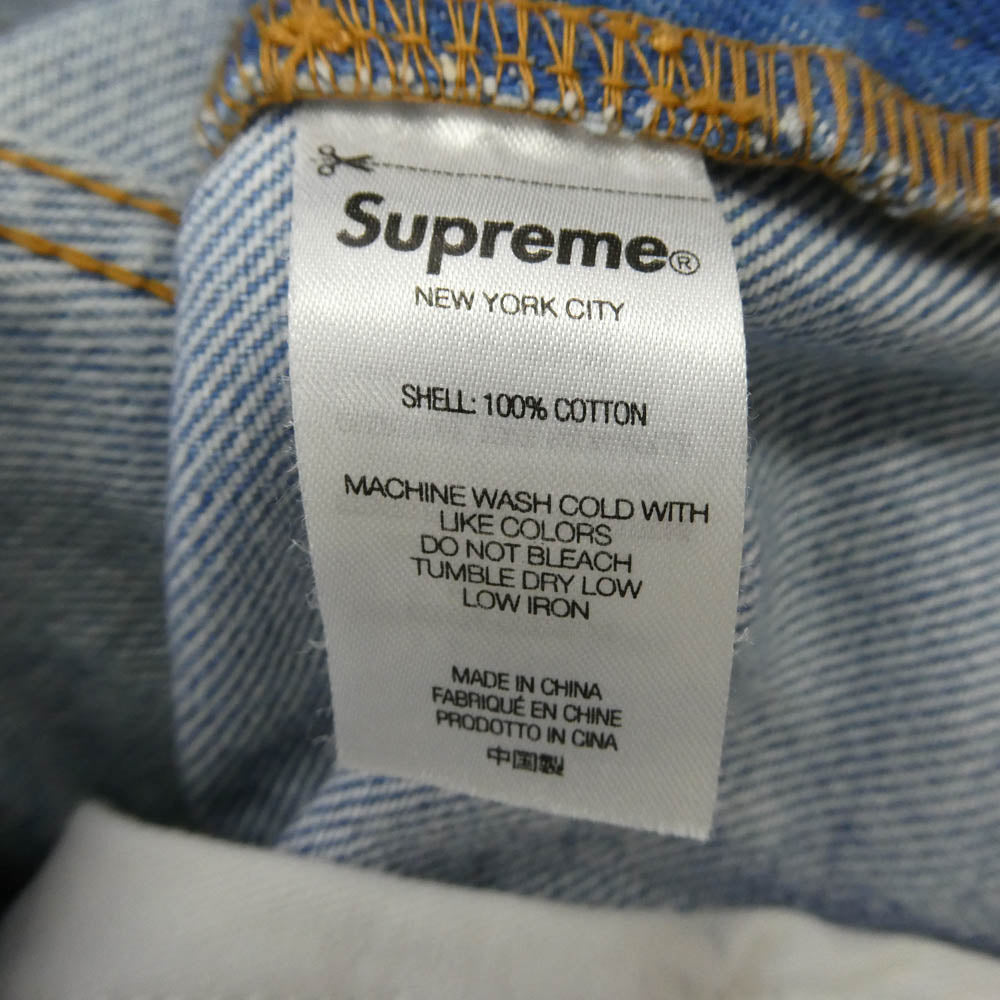 Supreme シュプリーム 22AW Baggy Jean Washed Blue ウォッシュド ブルー ウォッシュ加工 クラシックロゴ 刺繍 バギー デニム パンツ インディゴブルー系 32【美品】【中古】