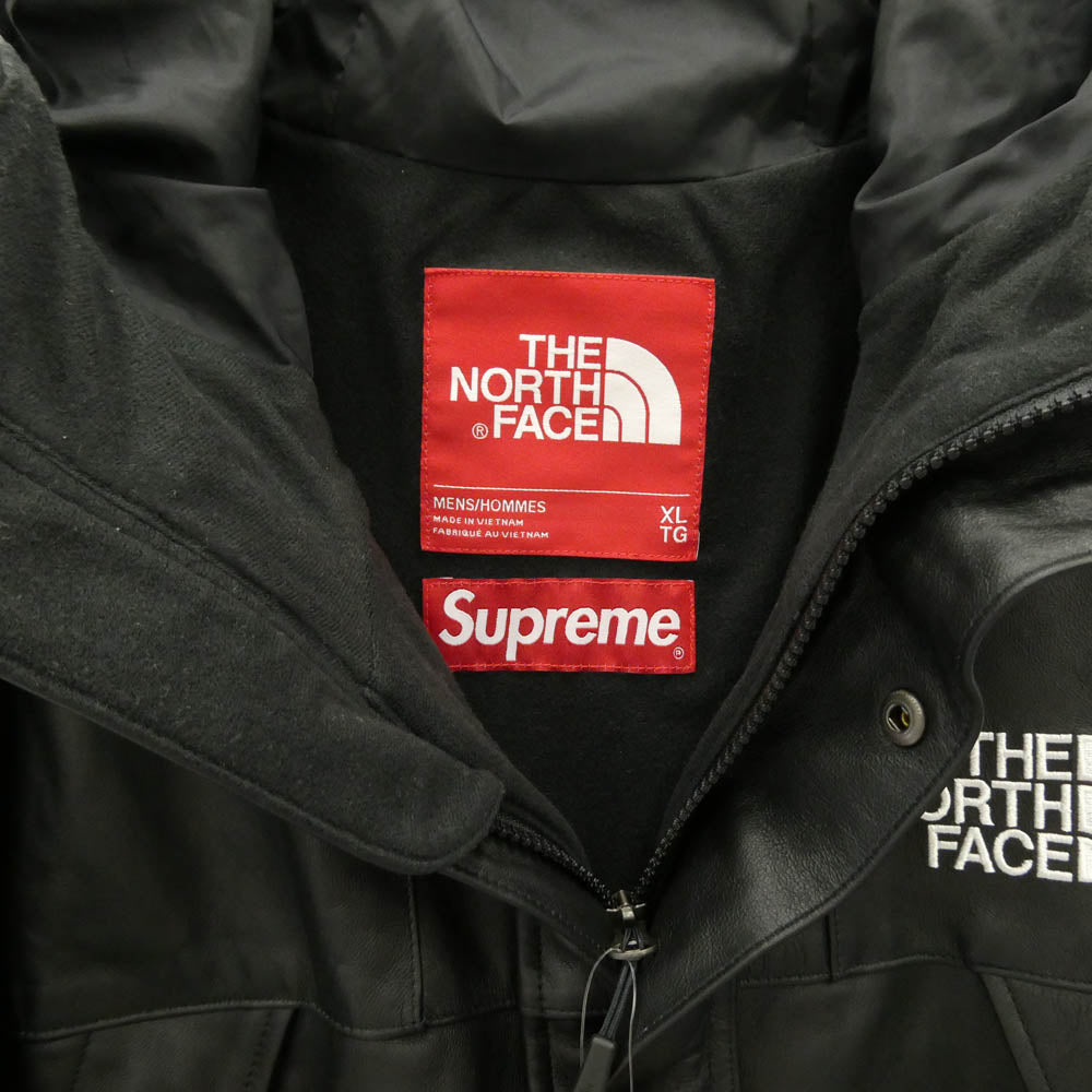 Supreme シュプリーム THE NORTH FACE ノースフェイス 18AW NF0A3VJ8 × THE NORTH FACE ノースフェイス Leather Mountain Jacket レザー マウンテン ジャケット ブラック系 XL【新古品】【未使用】【中古】