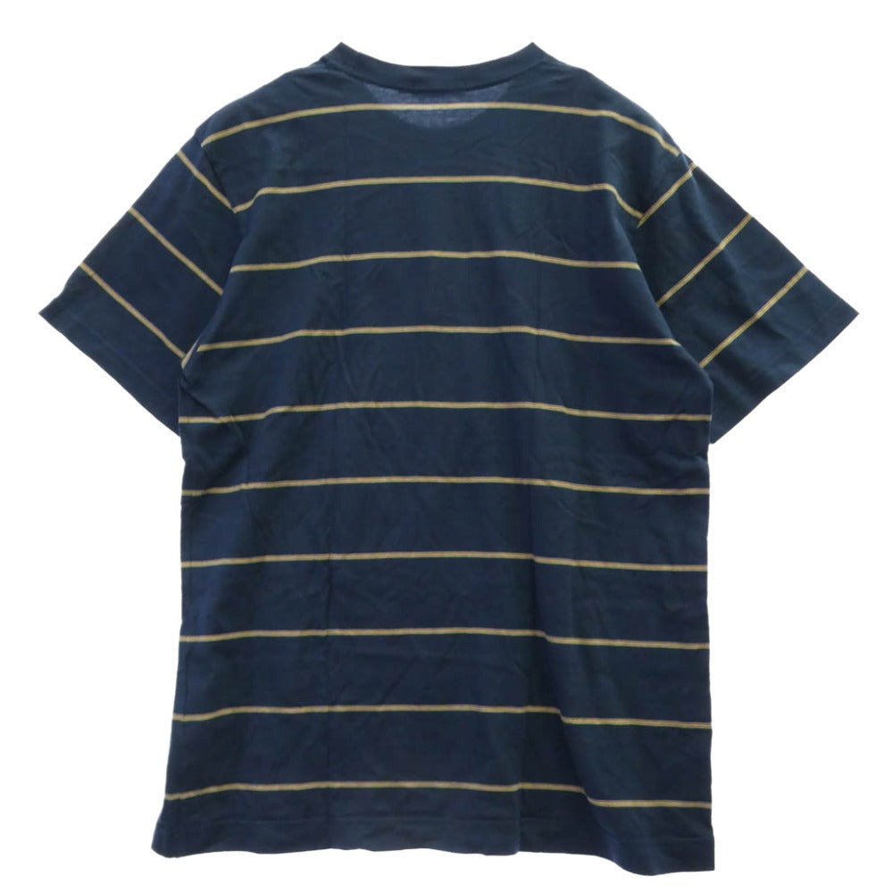 A BATHING APE アベイシングエイプ 猿ロゴパッチ ボーダー 半袖 Tシャツ ダークネイビー系 L【中古】