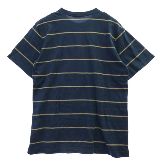 A BATHING APE アベイシングエイプ 猿ロゴパッチ ボーダー 半袖 Tシャツ ダークネイビー系 L【中古】