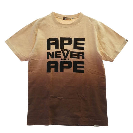 A BATHING APE アベイシングエイプ BAPE NEVER TEE グラデーション ロゴプリント 半袖 Tシャツ ベージュ系 M【中古】
