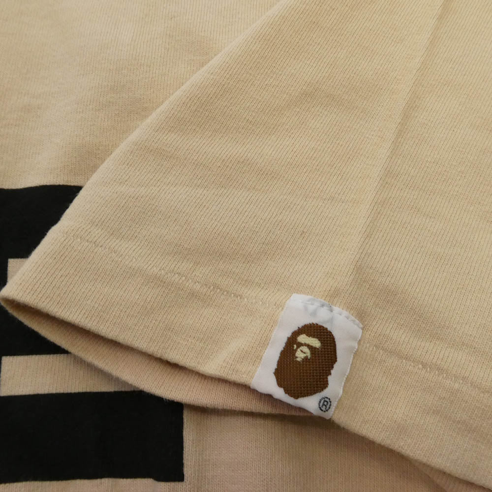 A BATHING APE アベイシングエイプ BAPE NEVER TEE グラデーション ロゴプリント 半袖 Tシャツ ベージュ系 M【中古】