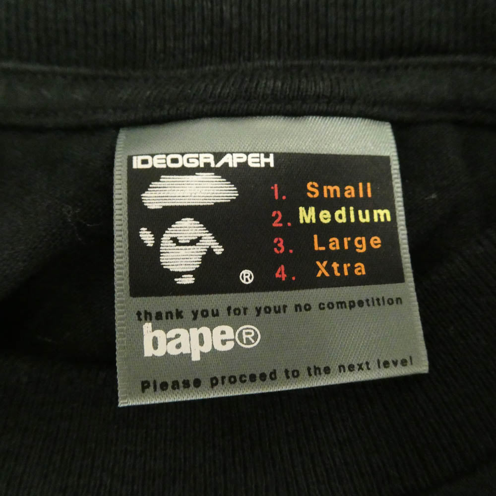 A BATHING APE アベイシングエイプ フロントプリント クルーネック 半袖 Tシャツ ブラック系 M【中古】