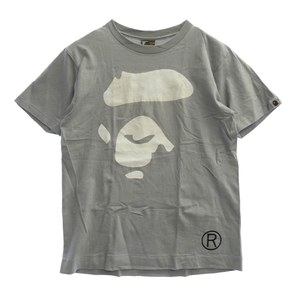 A BATHING APE アベイシングエイプ ビッグフェイス プリント クルーネック 半袖 Tシャツ グレー グレー系 M【中古】