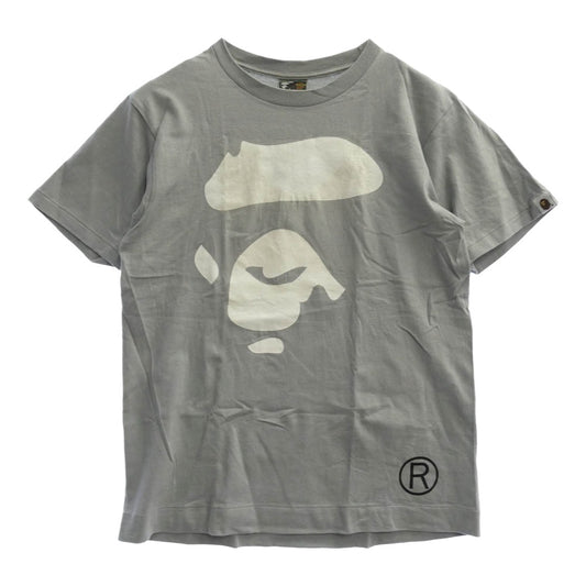 A BATHING APE アベイシングエイプ ビッグフェイス プリント クルーネック 半袖 Tシャツ グレー グレー系 M【中古】