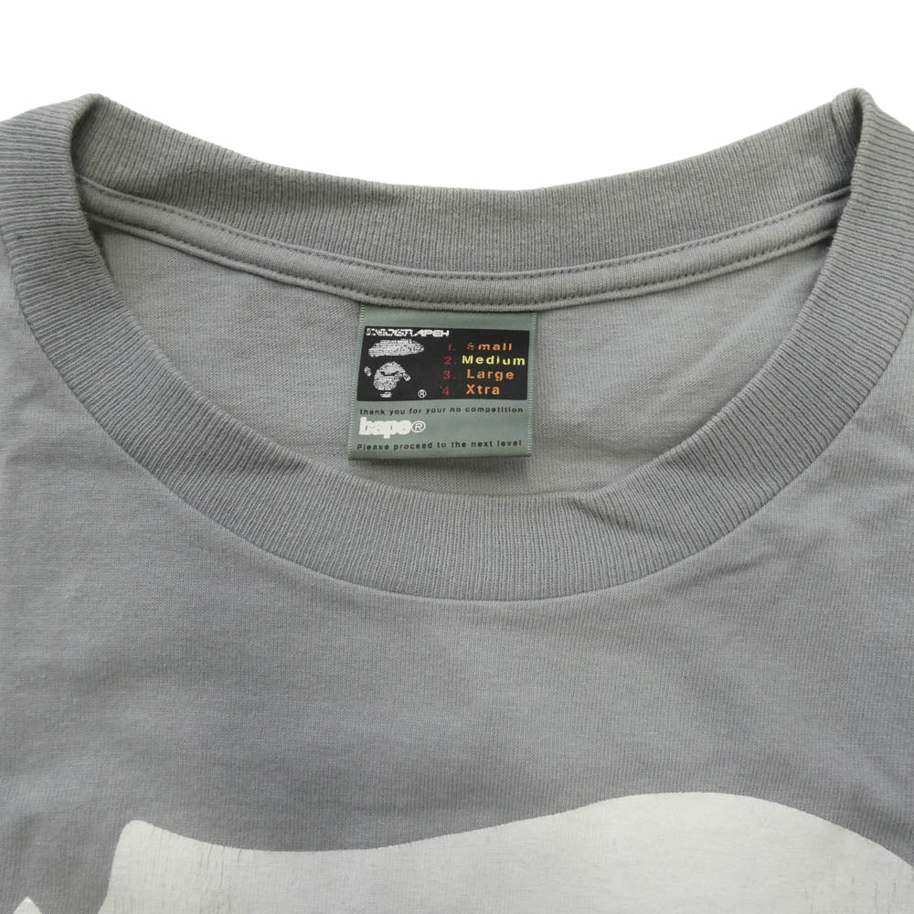 A BATHING APE アベイシングエイプ ビッグフェイス プリント クルーネック 半袖 Tシャツ グレー グレー系 M【中古】