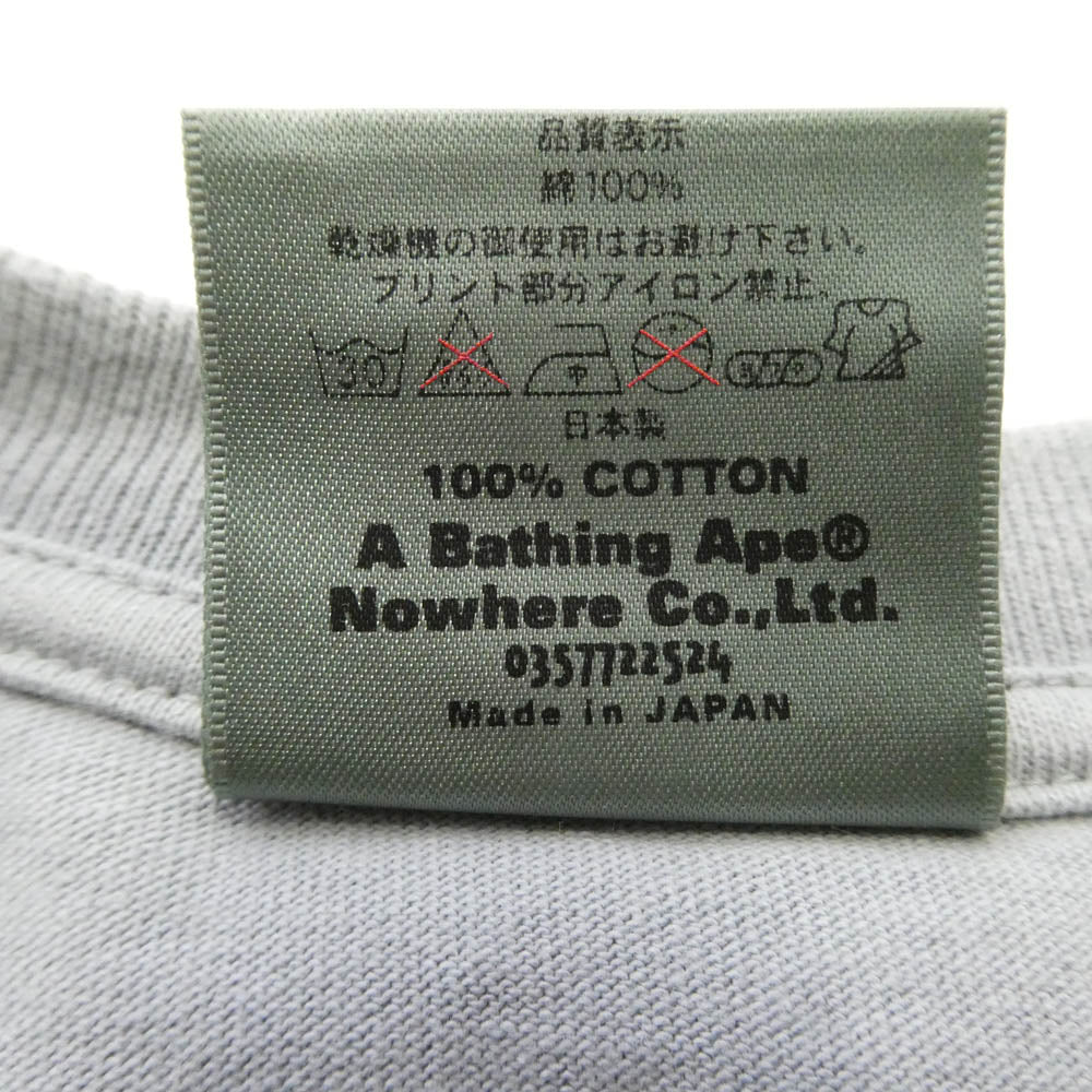 A BATHING APE アベイシングエイプ ビッグフェイス プリント クルーネック 半袖 Tシャツ グレー グレー系 M【中古】