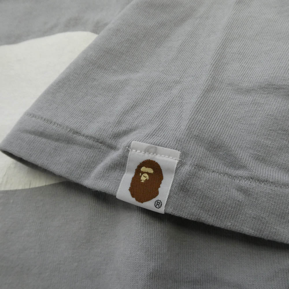 A BATHING APE アベイシングエイプ ビッグフェイス プリント クルーネック 半袖 Tシャツ グレー グレー系 M【中古】