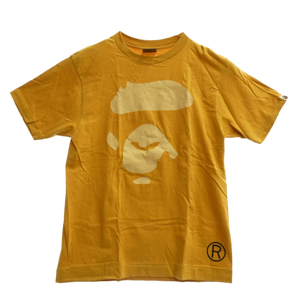 A BATHING APE アベイシングエイプ ビッグフェイス プリント 半袖 Tシャツ イエロー系 M【中古】