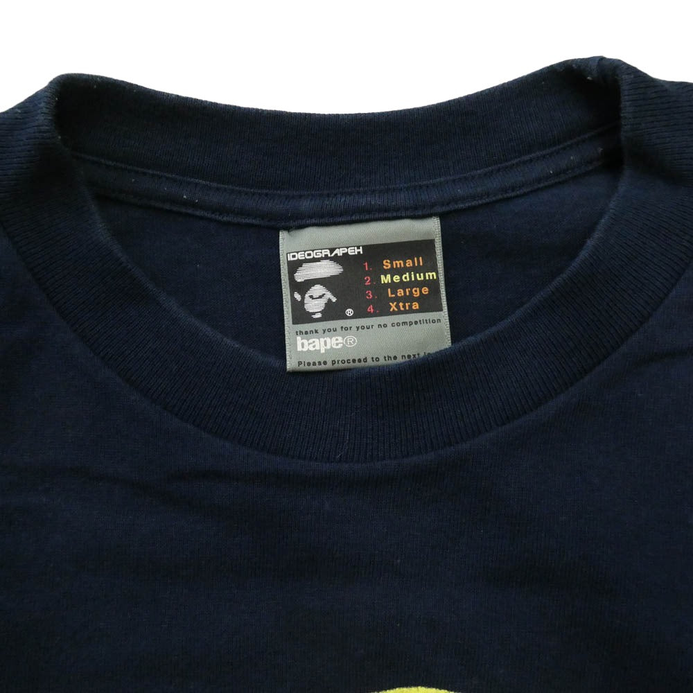 A BATHING APE アベイシングエイプ ビッグフェイス プリント クルーネック 半袖 Tシャツ ネイビー ネイビー系 M【中古】