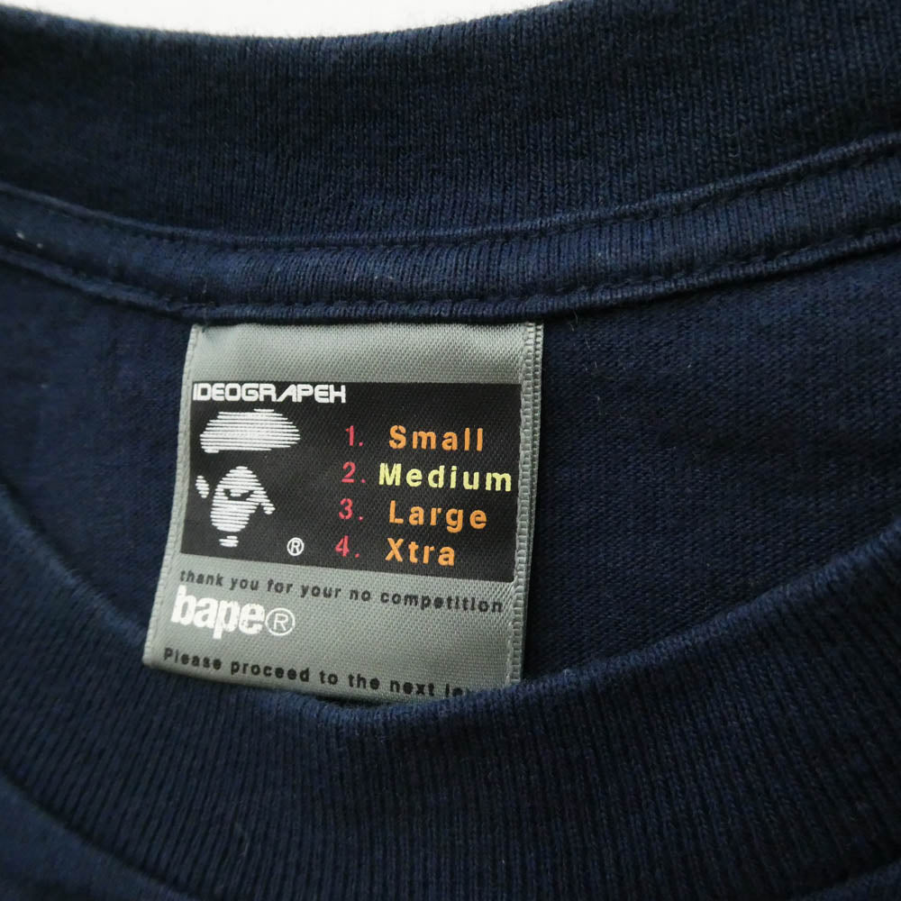 A BATHING APE アベイシングエイプ ビッグフェイス プリント クルーネック 半袖 Tシャツ ネイビー ネイビー系 M【中古】