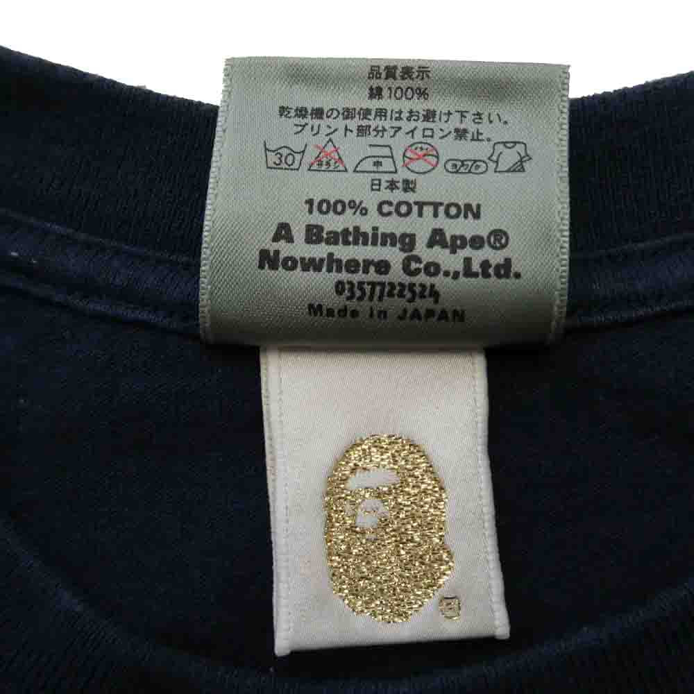 A BATHING APE アベイシングエイプ ビッグフェイス プリント クルーネック 半袖 Tシャツ ネイビー ネイビー系 M【中古】