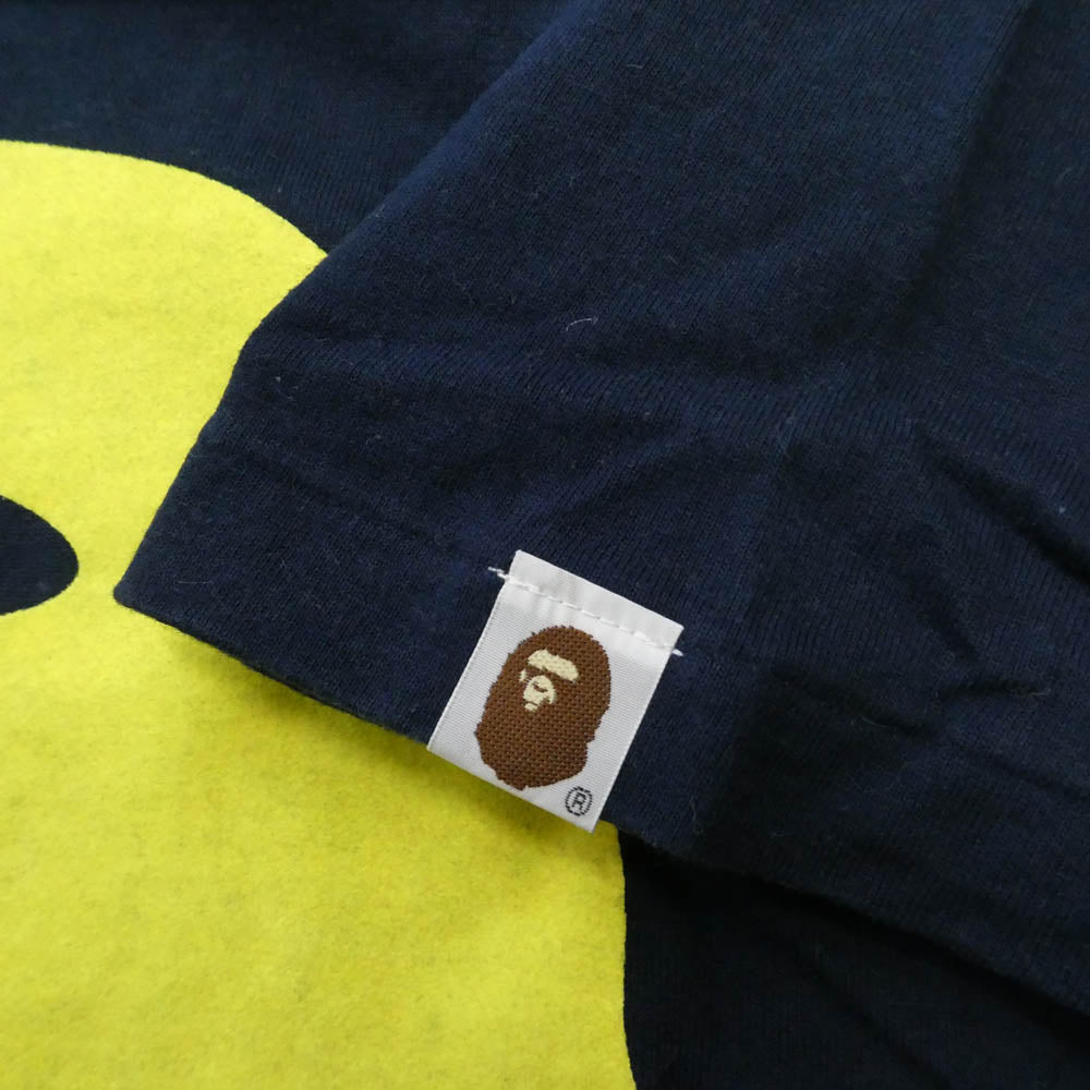 A BATHING APE アベイシングエイプ ビッグフェイス プリント クルーネック 半袖 Tシャツ ネイビー ネイビー系 M【中古】