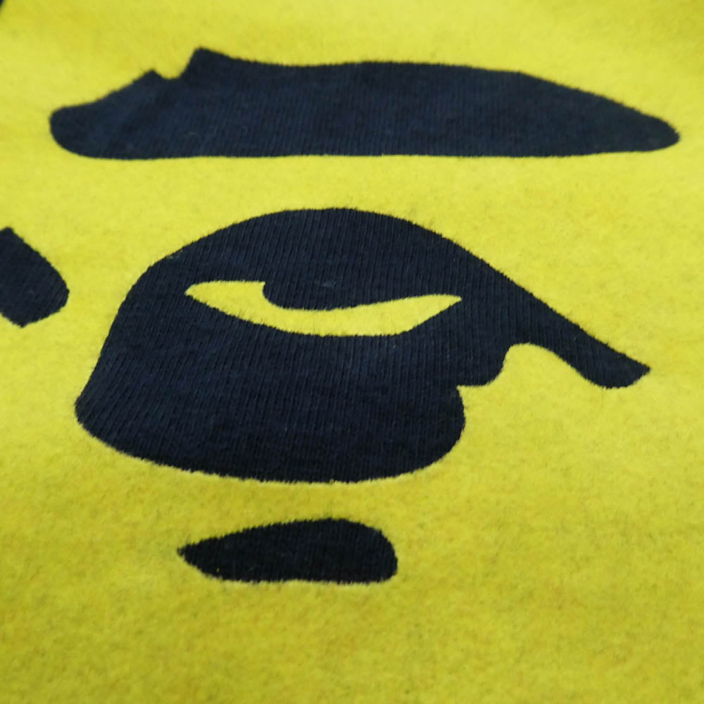 A BATHING APE アベイシングエイプ ビッグフェイス プリント クルーネック 半袖 Tシャツ ネイビー ネイビー系 M【中古】