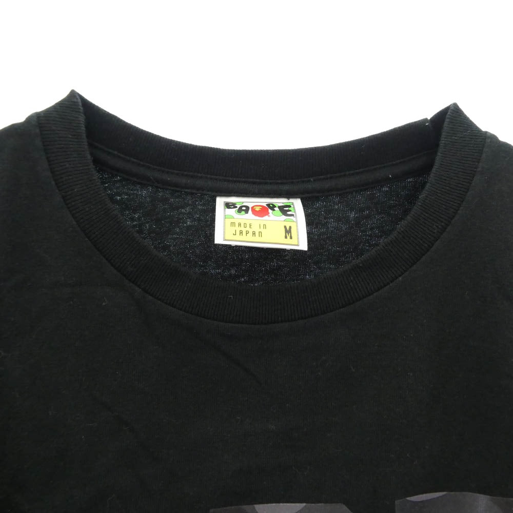 A BATHING APE アベイシングエイプ カモフラロゴ クルーネック Tシャツ ブラック系 M【中古】