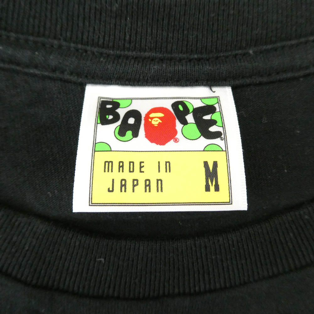 A BATHING APE アベイシングエイプ カモフラロゴ クルーネック Tシャツ ブラック系 M【中古】