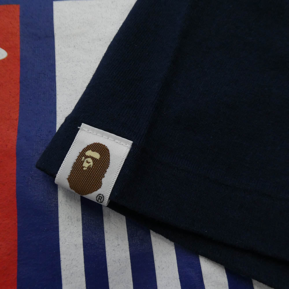 A BATHING APE アベイシングエイプ フェイス ナンバリング 62 クルーネック 半袖 Tシャツ ネイビー系 M【中古】