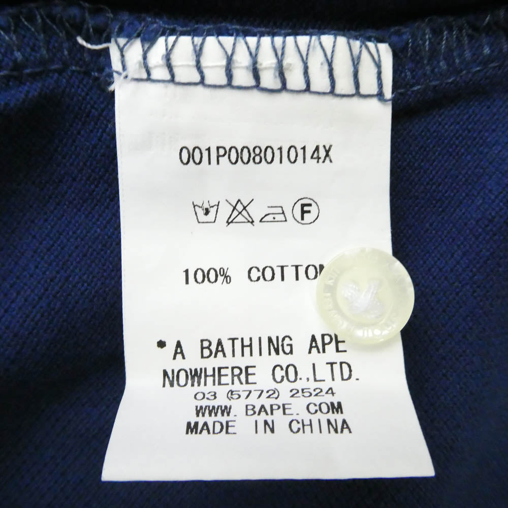 A BATHING APE アベイシングエイプ ユニオンジャック フェイスパッチ 半袖 ポロシャツ ダークネイビー系 L【中古】