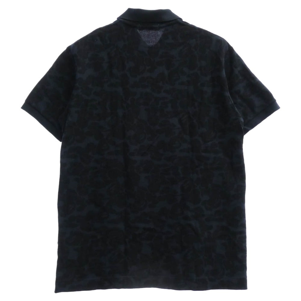 A BATHING APE アベイシングエイプ 猿カモ フェイスパッチ 半袖 ポロシャツ ネイビー系【中古】
