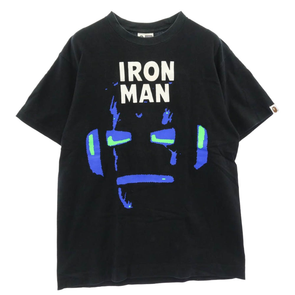 A BATHING APE アベイシングエイプ IRON MAN アイアンマン クルーネック 半袖 Tシャツ ブラック系 M【中古】