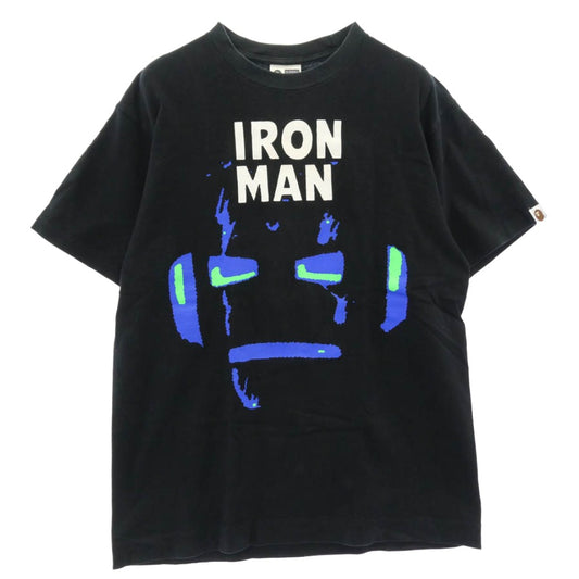 A BATHING APE アベイシングエイプ IRON MAN アイアンマン クルーネック 半袖 Tシャツ ブラック系 M【中古】