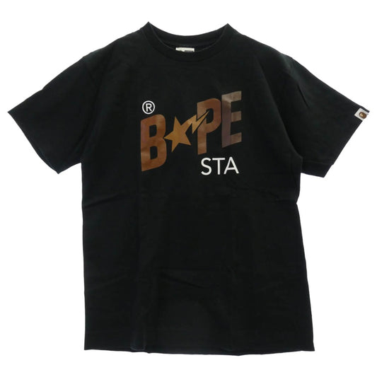 A BATHING APE アベイシングエイプ BAPE STA ロゴプリント 半袖 Tシャツ ブラック系 M【中古】