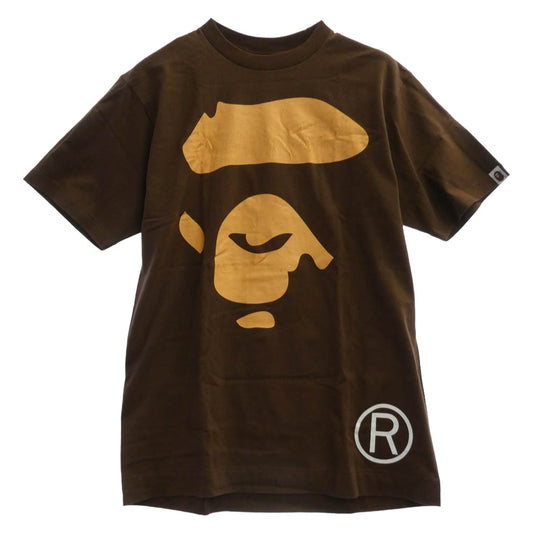 A BATHING APE アベイシングエイプ ビッグフェイス ロゴプリント クルーネック 半袖 Tシャツ ブラウン系【中古】
