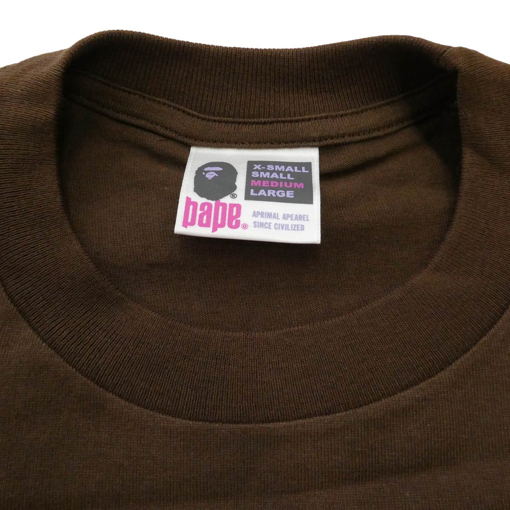A BATHING APE アベイシングエイプ ビッグフェイス ロゴプリント クルーネック 半袖 Tシャツ ブラウン系【中古】