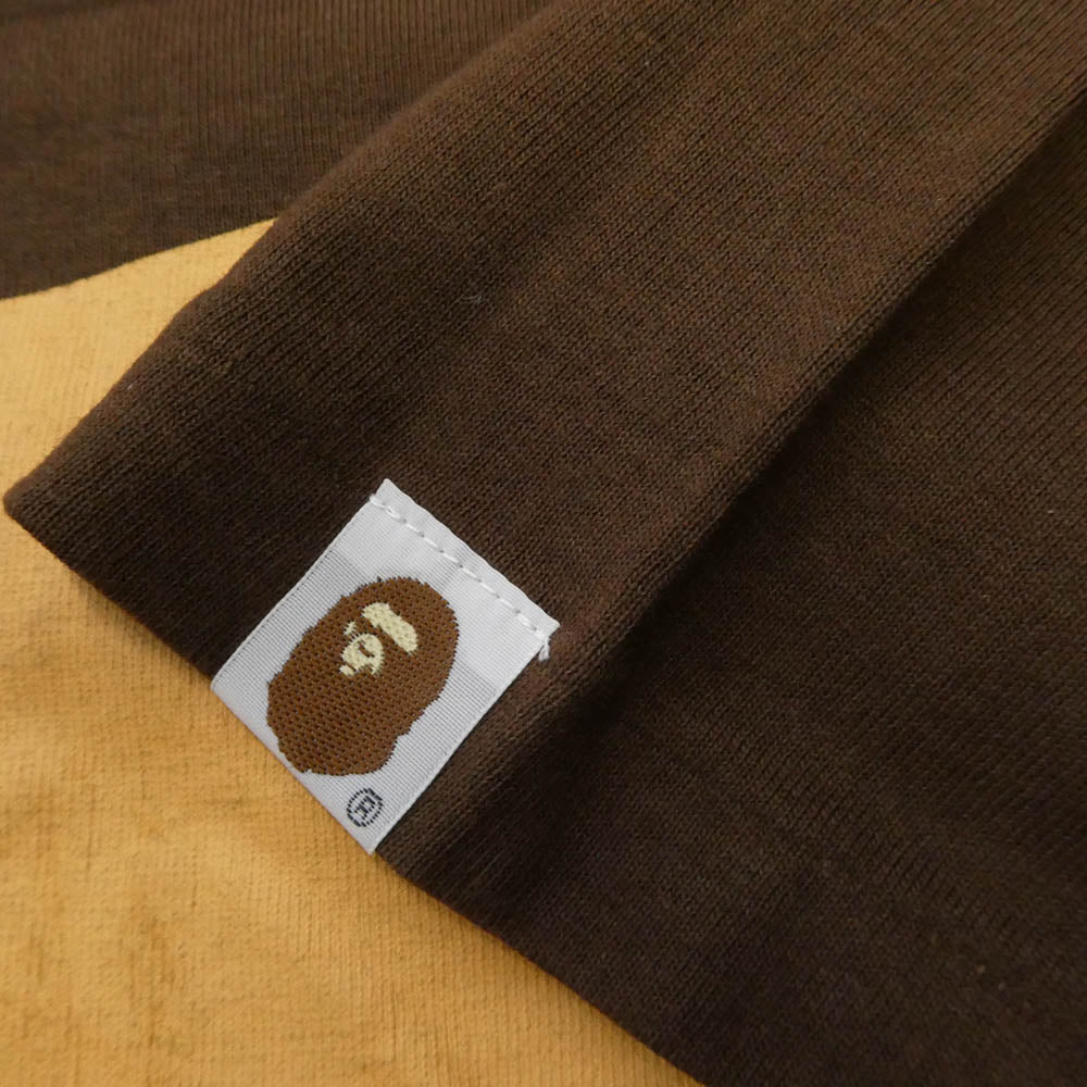 A BATHING APE アベイシングエイプ ビッグフェイス ロゴプリント クルーネック 半袖 Tシャツ ブラウン系【中古】