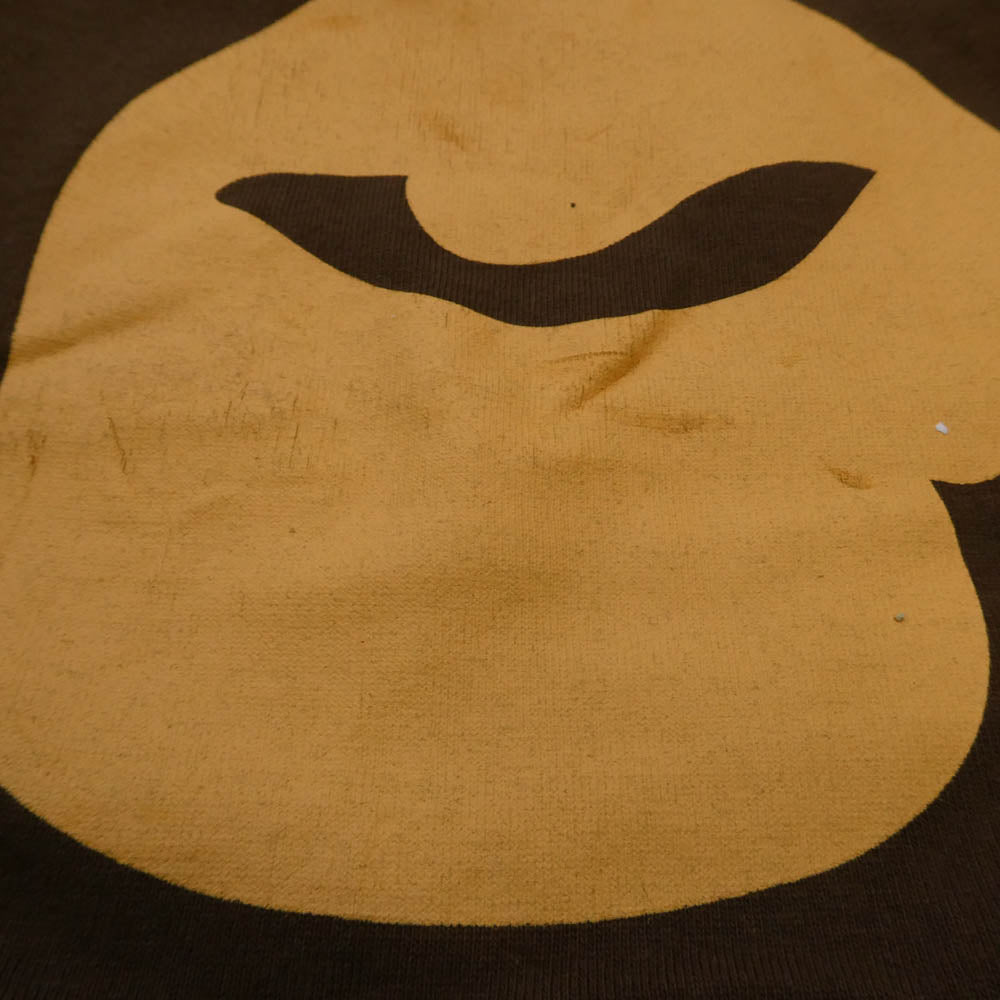 A BATHING APE アベイシングエイプ ビッグフェイス ロゴプリント クルーネック 半袖 Tシャツ ブラウン系【中古】
