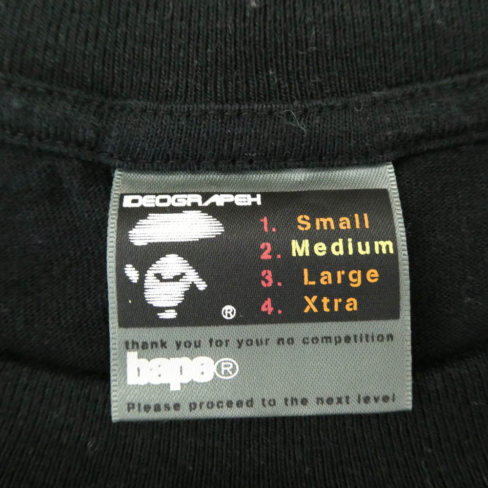 A BATHING APE アベイシングエイプ ラメ加工 サークルフェイスロゴ クルーネック 半袖 Tシャツ ブラック系 M【中古】
