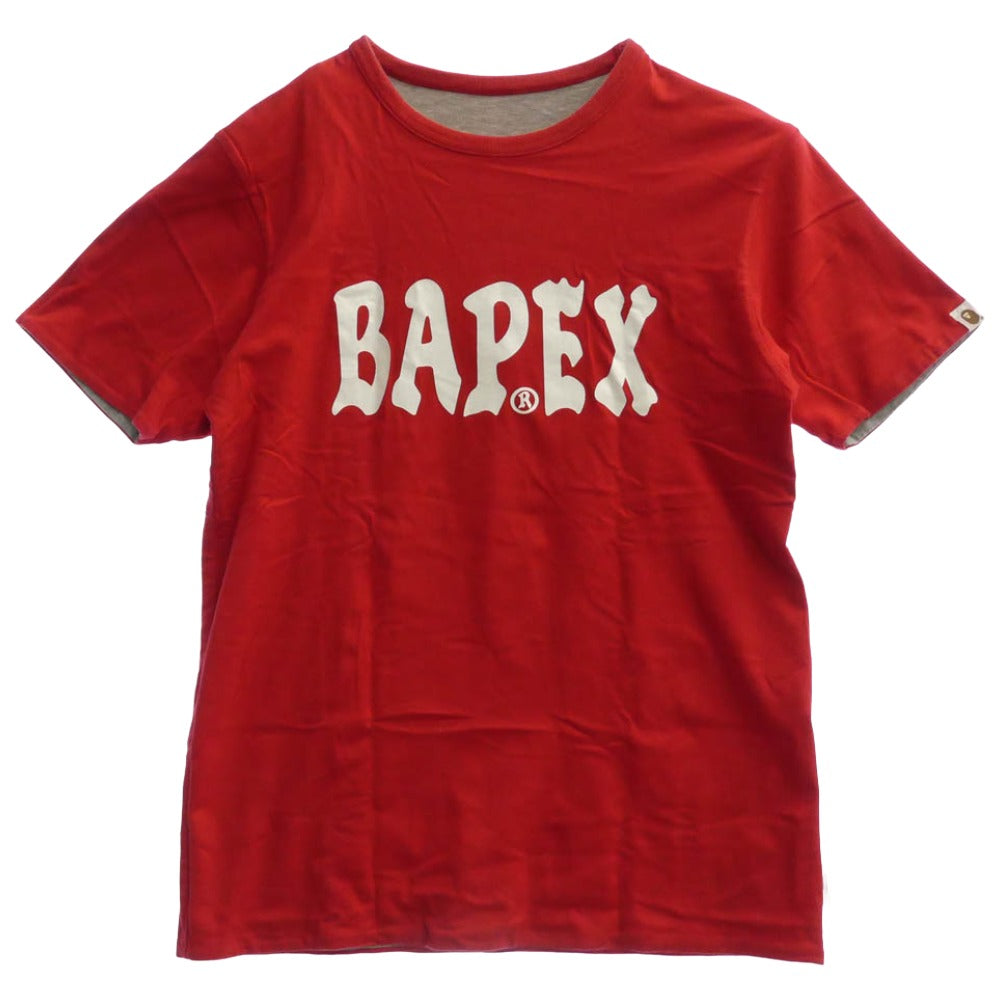 A BATHING APE アベイシングエイプ BAPE EXCLUSIVE エクスクルーシブ ダブルフェイス 半袖 Tシャツ レッド系 M【中古】