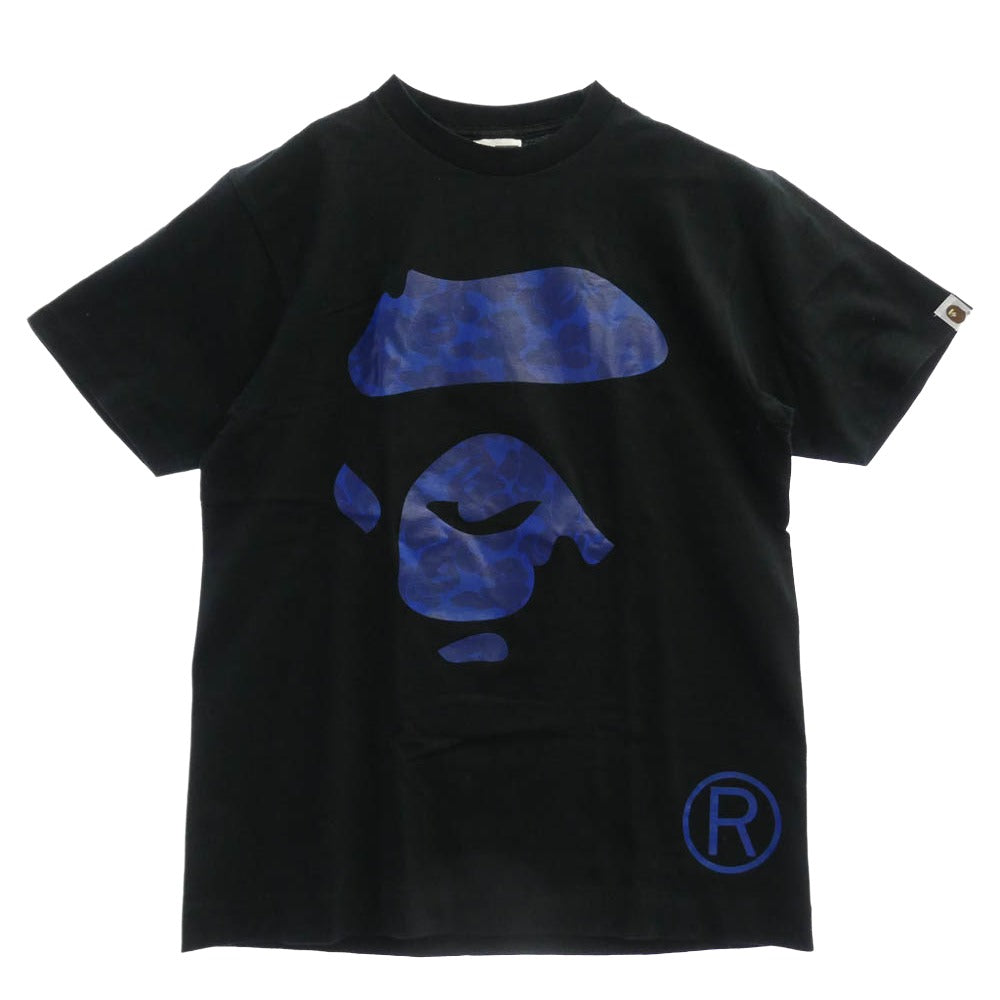A BATHING APE アベイシングエイプ 猿カモ ビッグフェイス プリント 半袖 Tシャツ ブラック系 M【中古】