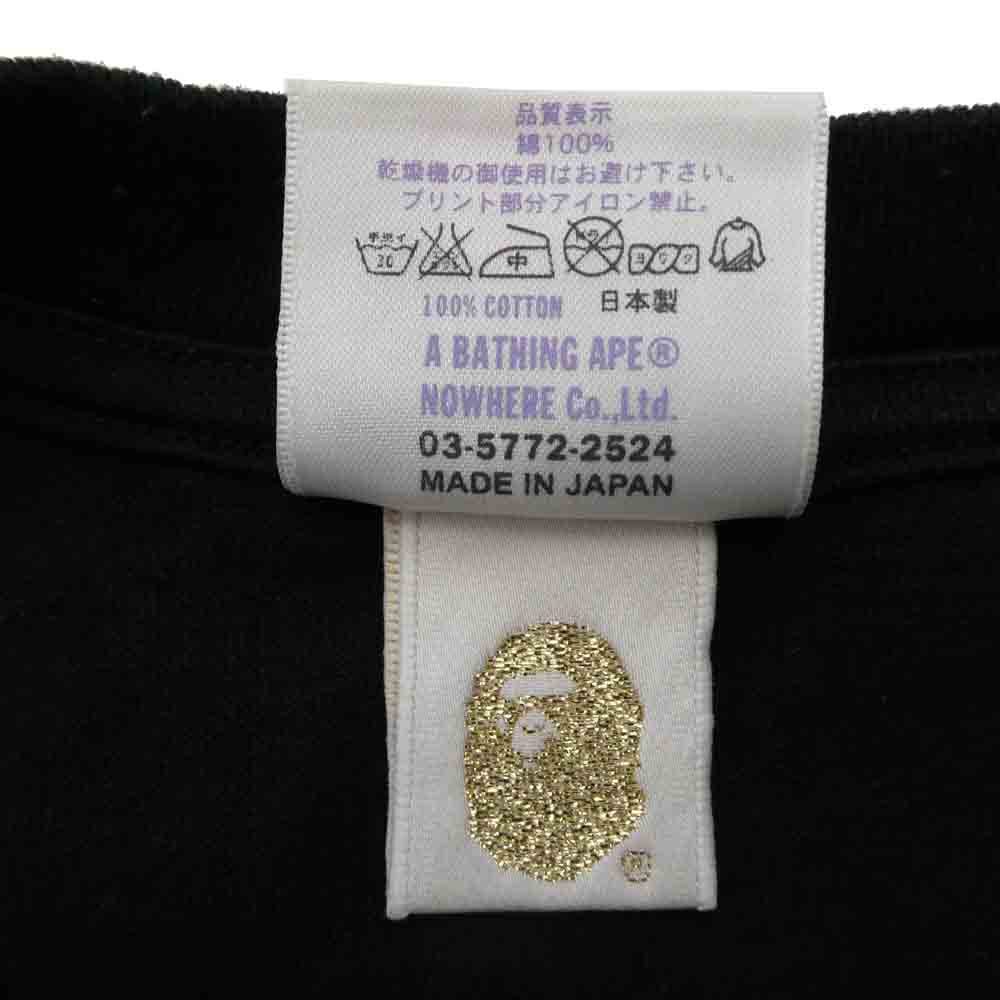 A BATHING APE アベイシングエイプ 猿カモ ビッグフェイス プリント 半袖 Tシャツ ブラック系 M【中古】