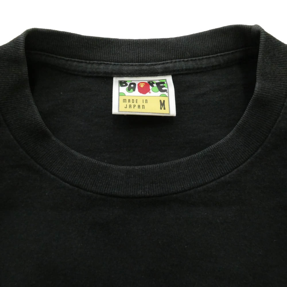 A BATHING APE アベイシングエイプ 猿カモ フェイスロゴプリント クルーネック 半袖 Tシャツ ブラック系 M【中古】