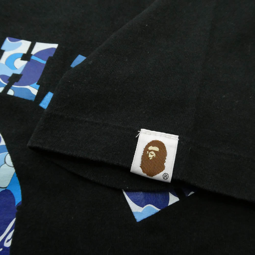 A BATHING APE アベイシングエイプ 猿カモ フェイスロゴプリント クルーネック 半袖 Tシャツ ブラック系 M【中古】