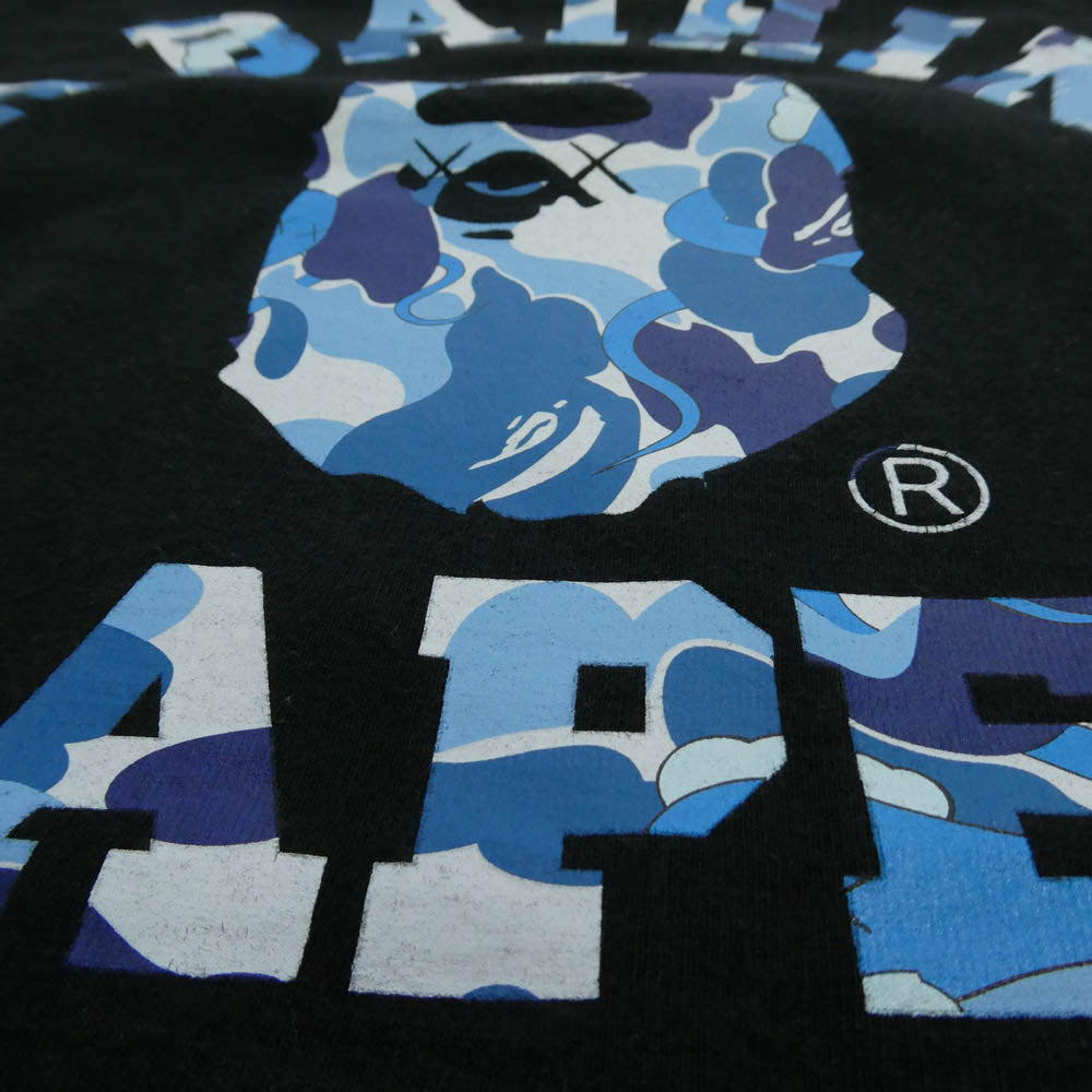 A BATHING APE アベイシングエイプ 猿カモ フェイスロゴプリント クルーネック 半袖 Tシャツ ブラック系 M【中古】