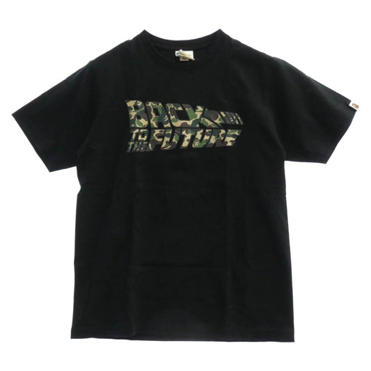 A BATHING APE アベイシングエイプ BACK TO THE FUTURE バックトゥザフューチャー カモフラロゴ クルーネック 半袖 Tシャツ ブラック系 M【中古】
