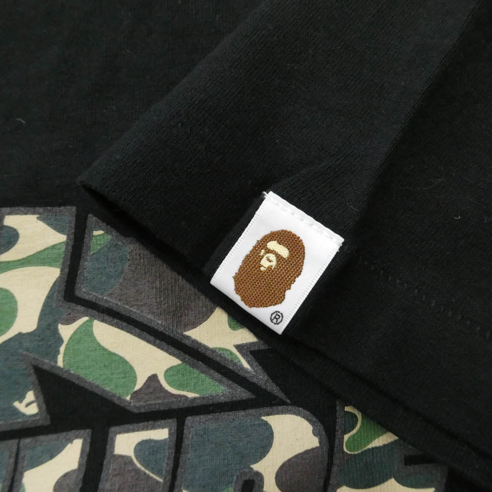 A BATHING APE アベイシングエイプ BACK TO THE FUTURE バックトゥザフューチャー カモフラロゴ クルーネック 半袖 Tシャツ ブラック系 M【中古】