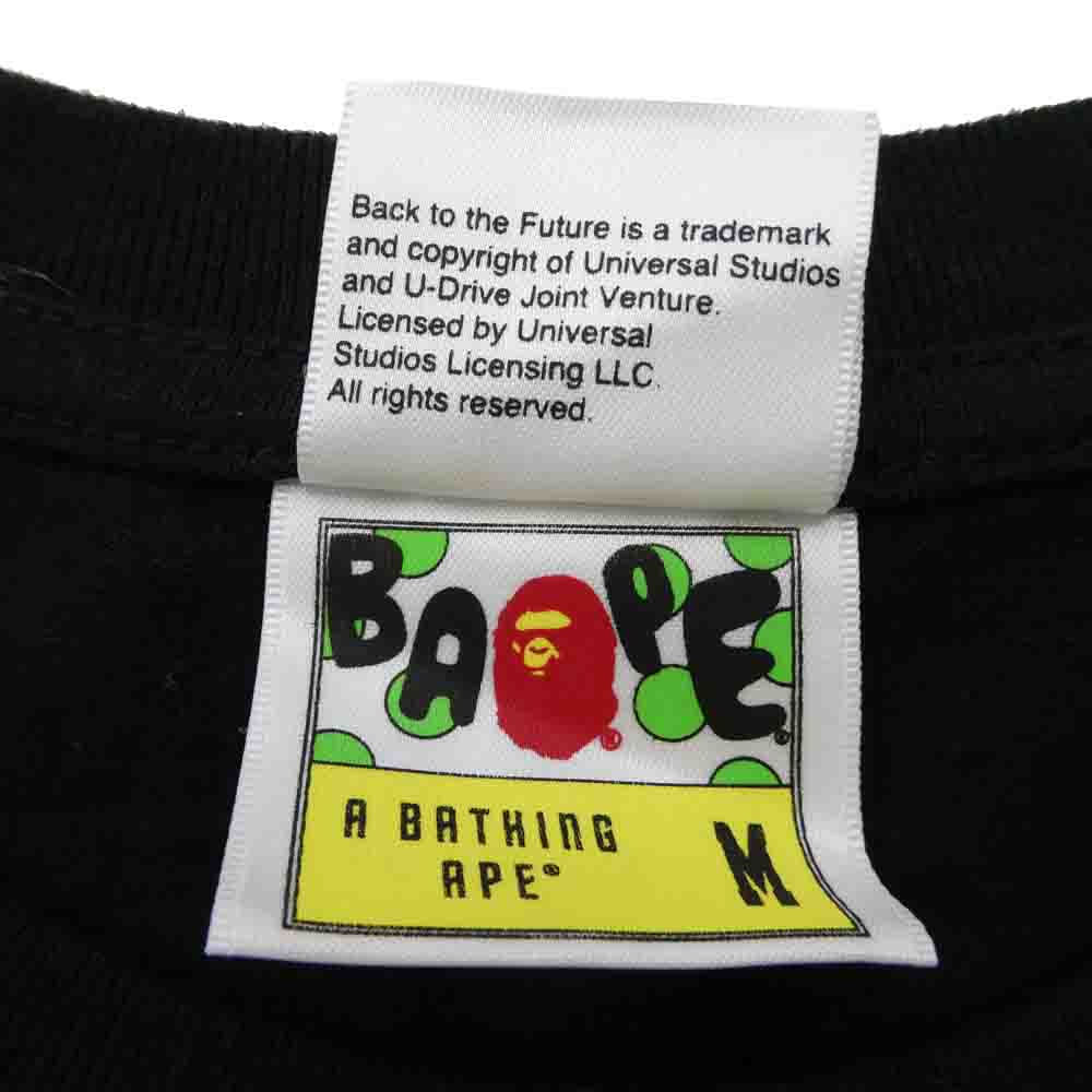 A BATHING APE アベイシングエイプ BACK TO THE FUTURE バックトゥザフューチャー カモフラロゴ クルーネック 半袖 Tシャツ ブラック系 M【中古】