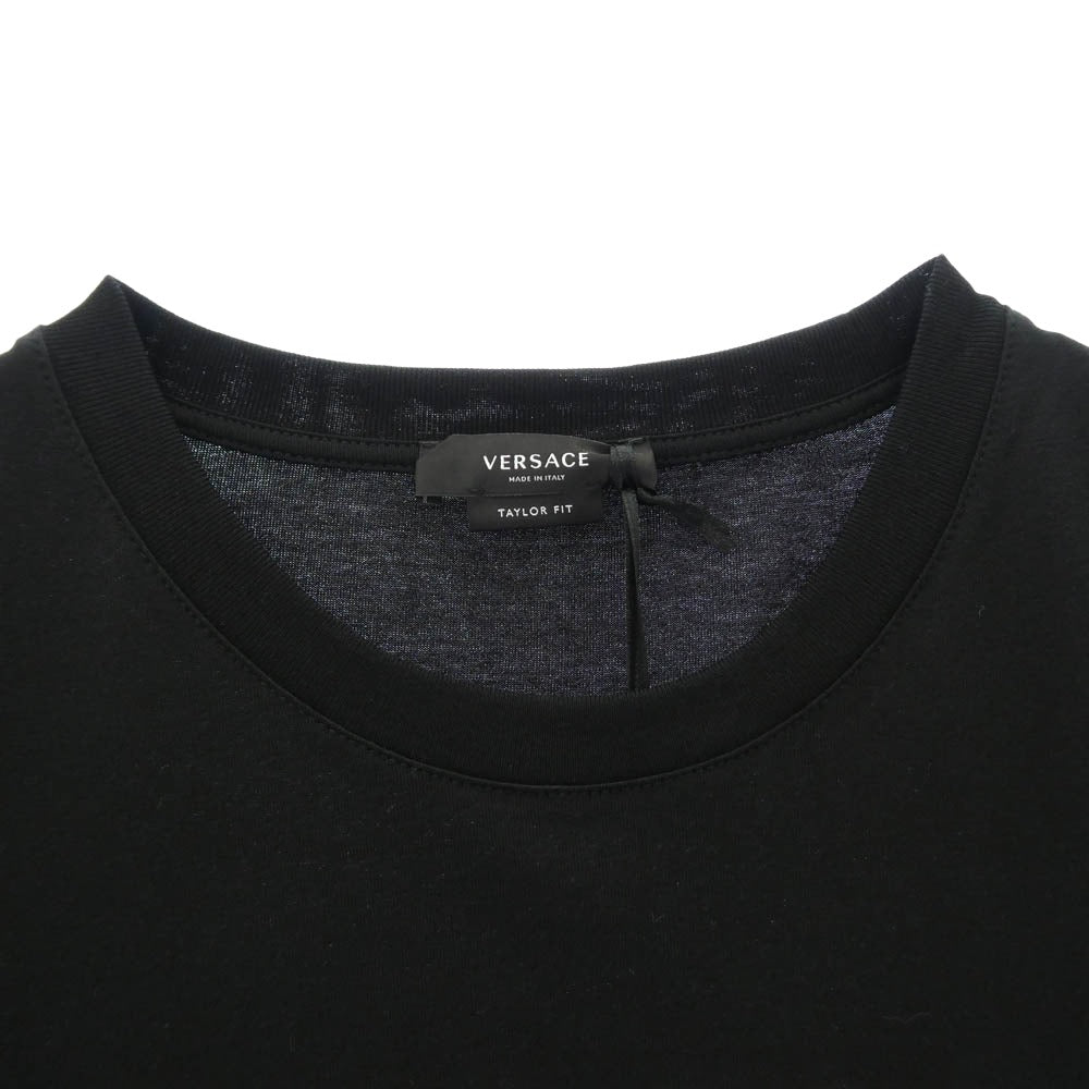 VERSACE ヴェルサーチ スパンコール ロゴ刺繍 半袖 Tシャツ カットソー ブラック系 ゴールド系 3XL【美品】【中古】