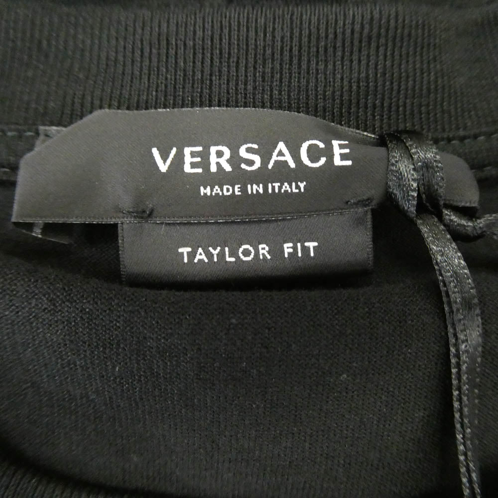 VERSACE ヴェルサーチ スパンコール ロゴ刺繍 半袖 Tシャツ カットソー ブラック系 ゴールド系 3XL【美品】【中古】