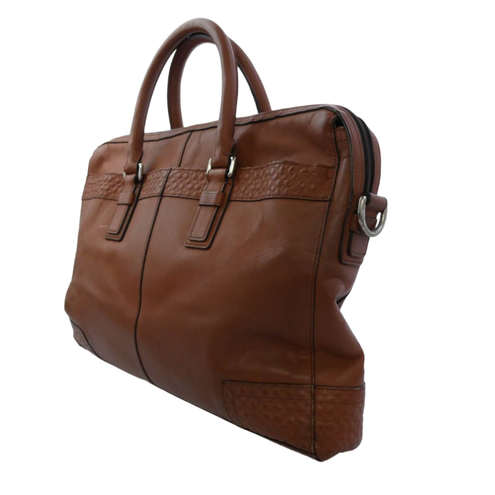 COACH コーチ F70454 グラム レザー シグネチャー ビジネスバッグ ブリーフケース ブラウン系【中古】